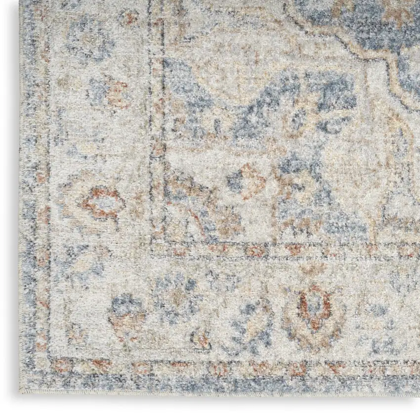 8' Denim Blue Oriental Power Loom Washable Runner Rug Photo 1
