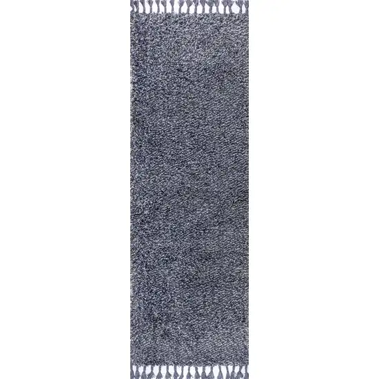 8' Denim Blue Runner Rug With Fringe Photo 1
