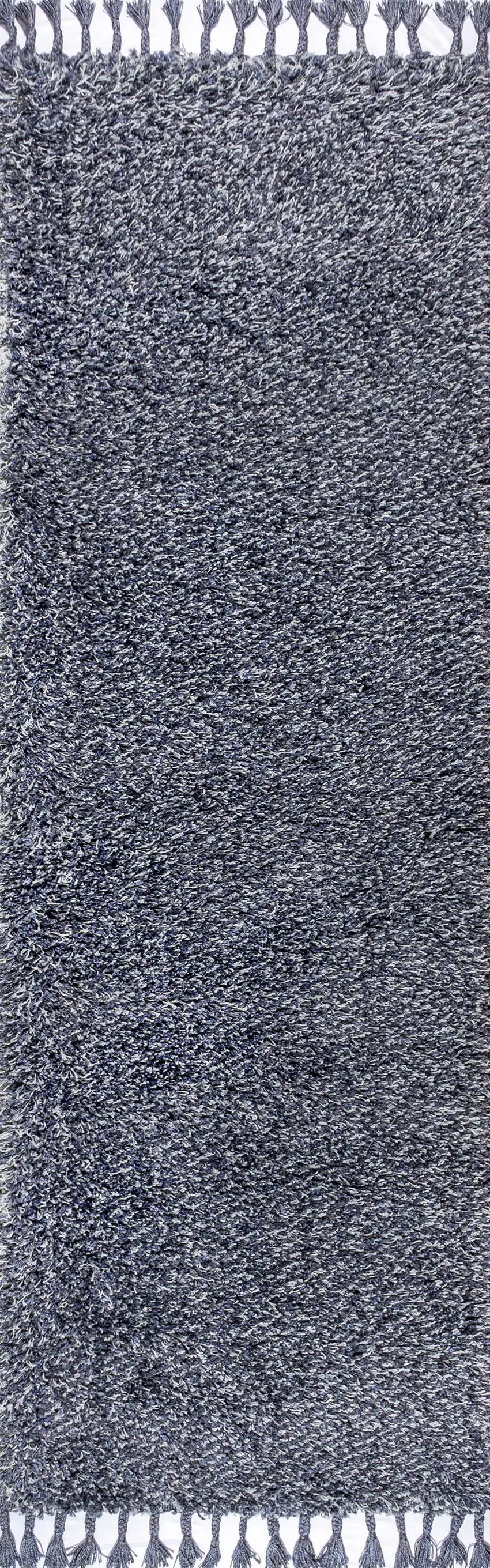 8' Denim Blue Runner Rug With Fringe Photo 1