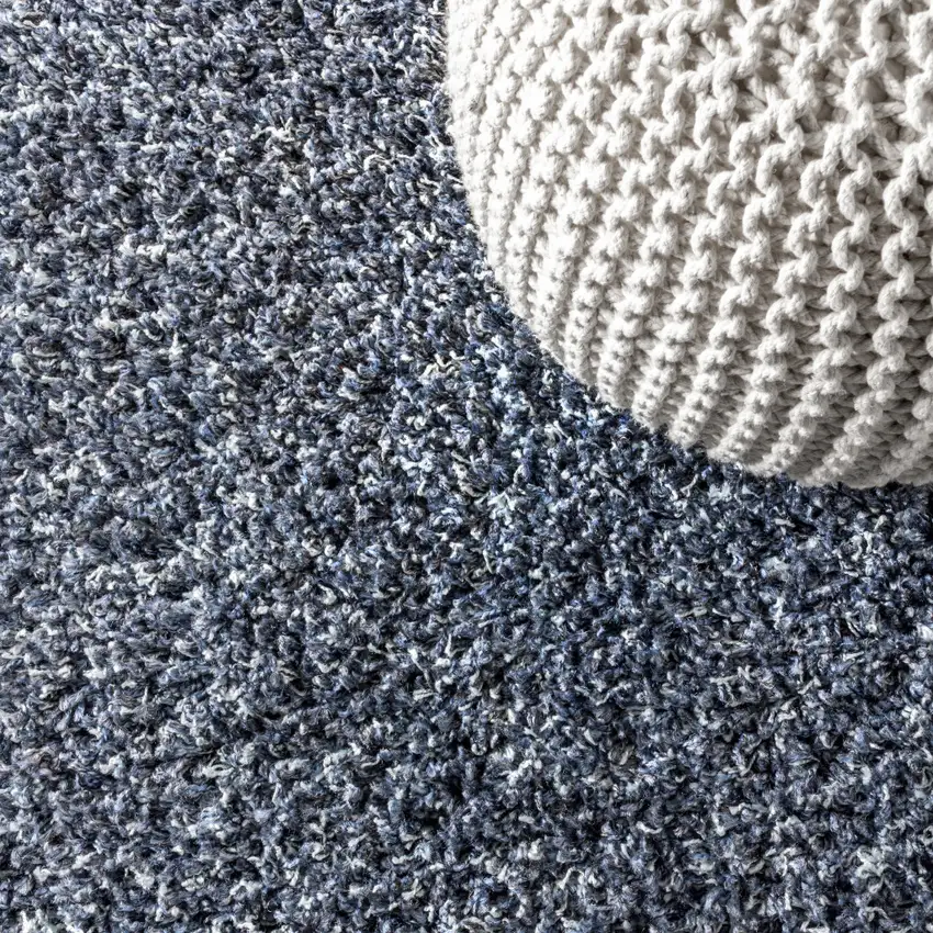 8' Denim Blue Runner Rug With Fringe Photo 6