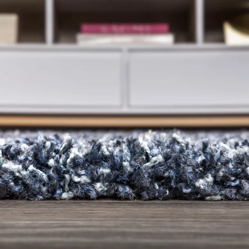 8' Denim Blue Runner Rug With Fringe Photo 9