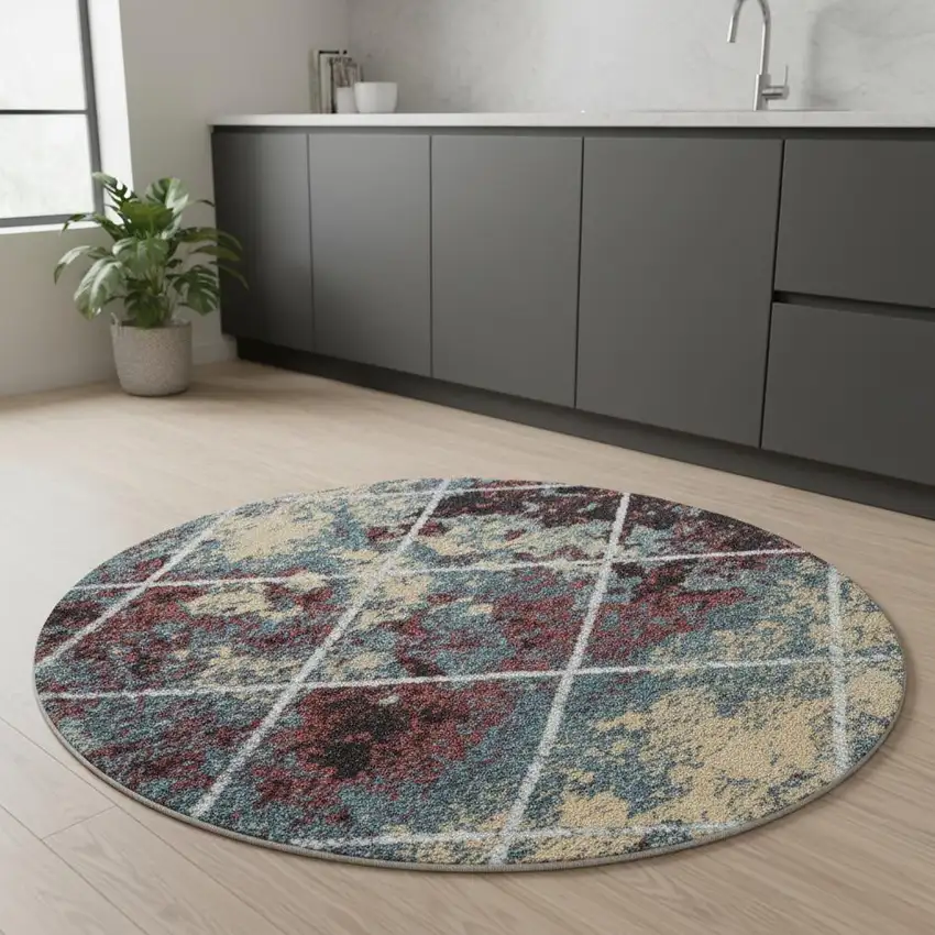 5' Diamond Round Rug Photo 1