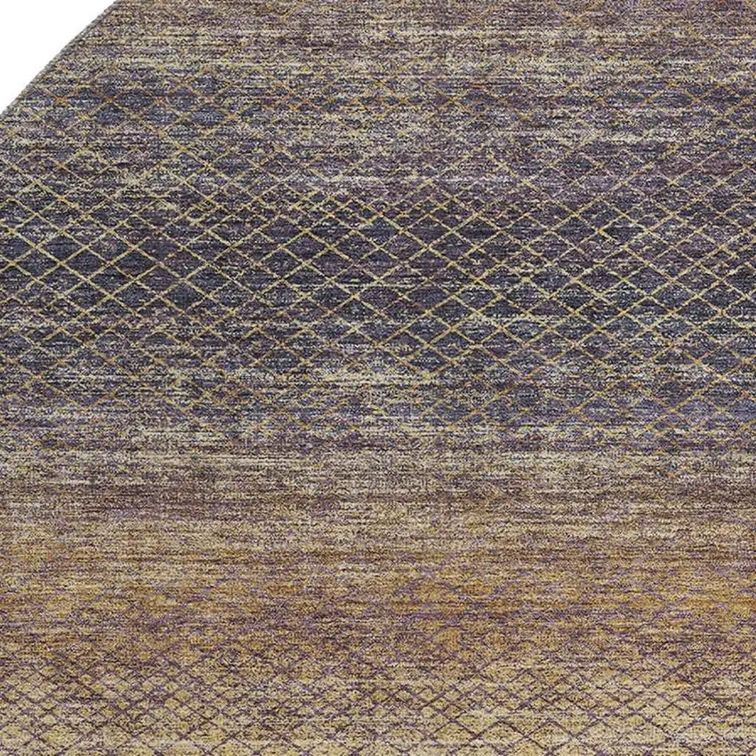 8' Eggplant And Brown Geometric Washable Round Rug With UV Protection Photo 3