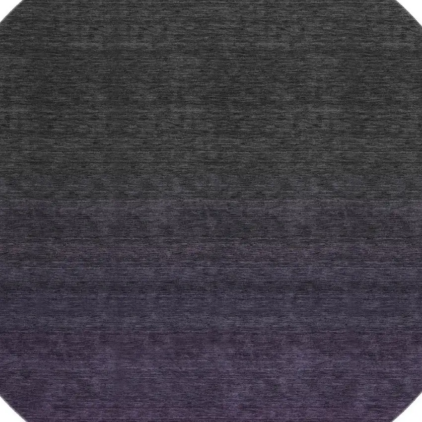 8' Eggplant And Charcoal Ombre Washable Round Rug With UV Protection Photo 3