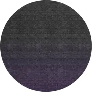 Photo of 8' Eggplant And Charcoal Ombre Washable Round Rug With UV Protection
