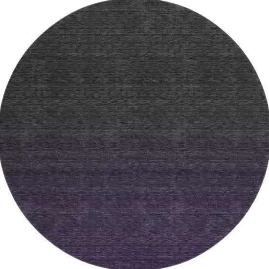 8' Eggplant And Charcoal Ombre Washable Round Rug With UV Protection Photo 4