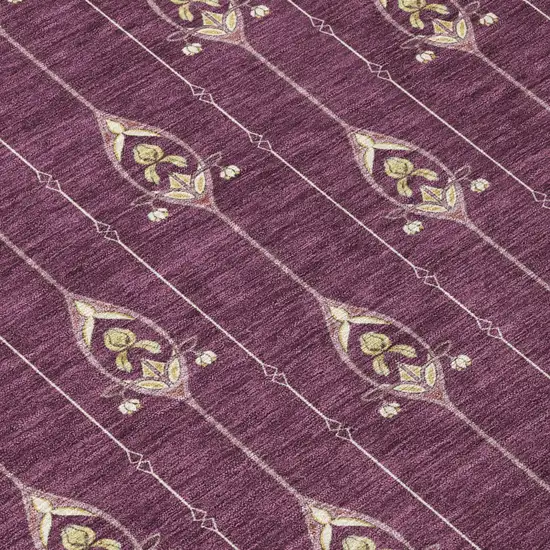 8' Eggplant And Graphite Round Geometric Washable Indoor Outdoor Area Rug Photo 7