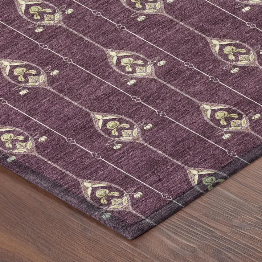 8' Eggplant And Graphite Round Geometric Washable Indoor Outdoor Area Rug Photo 6