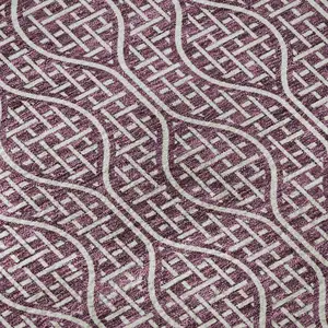 Photo of 8' Eggplant And Ivory Geometric Washable Round Rug With UV Protection