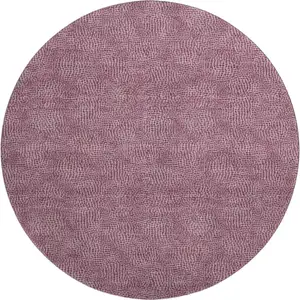 Photo of 8' Eggplant And Ivory Geometric Washable Round Rug With UV Protection