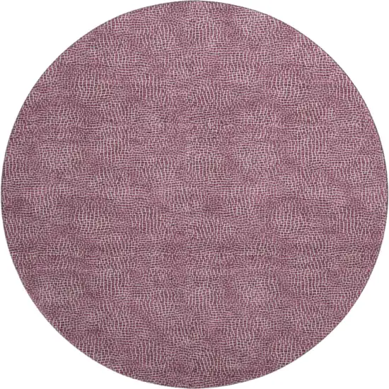 8' Eggplant And Ivory Geometric Washable Round Rug With UV Protection Photo 1