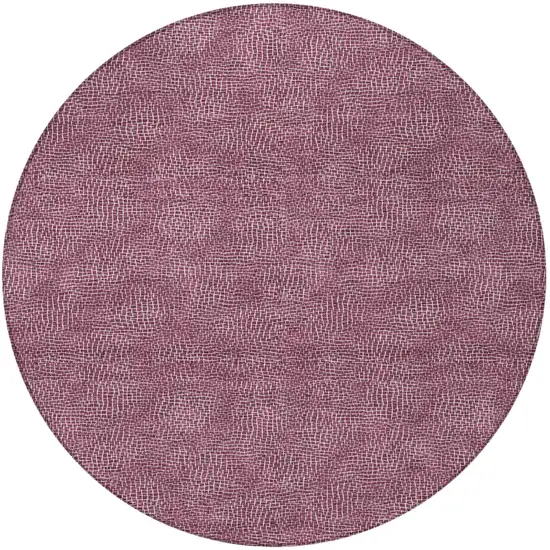 8' Eggplant And Ivory Round Geometric Washable Indoor Outdoor Area Rug Photo 5