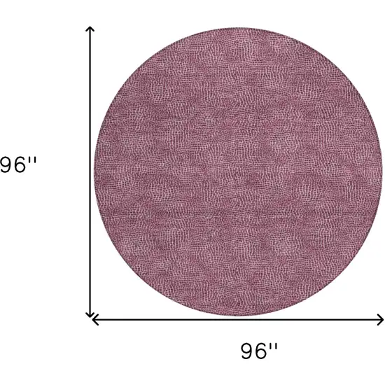 8' Eggplant And Ivory Round Geometric Washable Indoor Outdoor Area Rug Photo 8