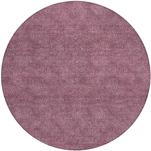 Photo of 8' Eggplant And Ivory Round Geometric Washable Indoor Outdoor Area Rug