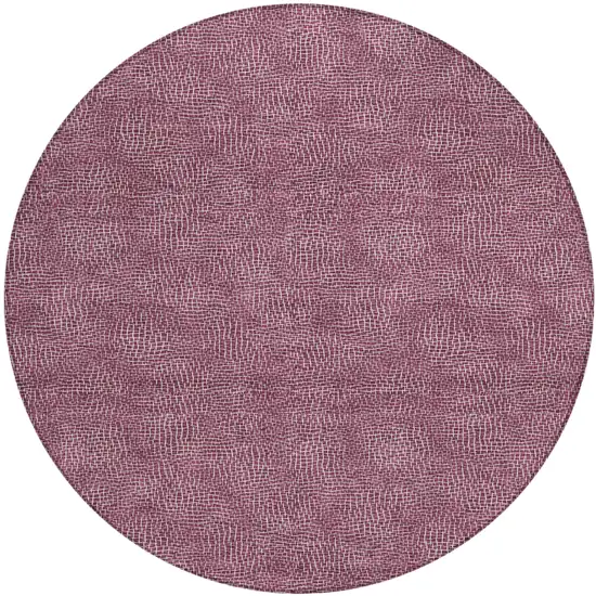 8' Eggplant And Ivory Round Geometric Washable Indoor Outdoor Area Rug Photo 2