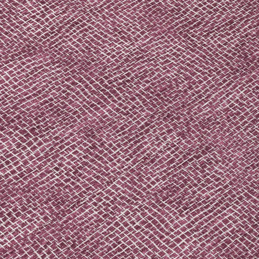 8' Eggplant And Ivory Round Geometric Washable Indoor Outdoor Area Rug Photo 9