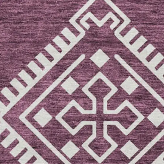 8' Eggplant And Ivory Southwestern Washable Round Rug With UV Protection Photo 3