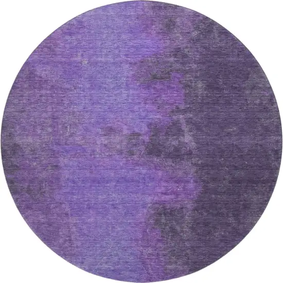 8' Eggplant And Purple Abstract Washable Round Rug With UV Protection Photo 1