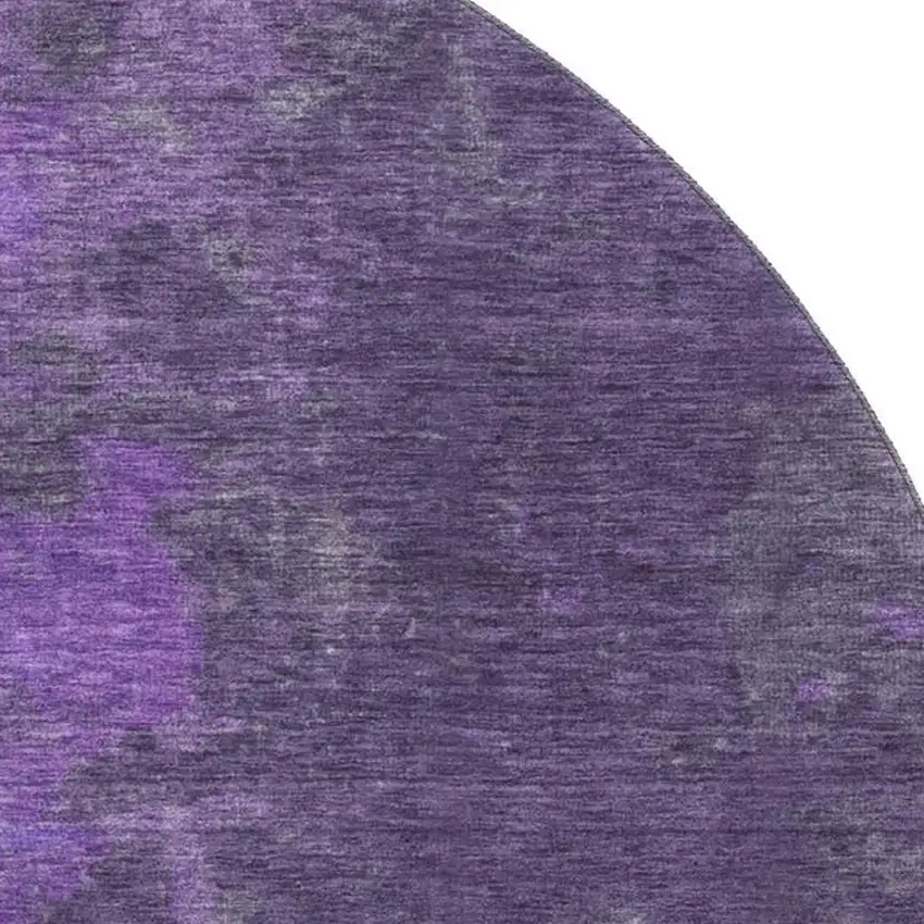 8' Eggplant And Purple Abstract Washable Round Rug With UV Protection Photo 2