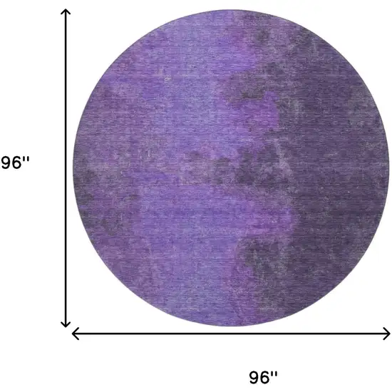 8' Eggplant And Purple Abstract Washable Round Rug With UV Protection Photo 9