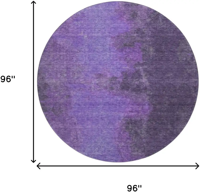 8' Eggplant And Purple Abstract Washable Round Rug With UV Protection Photo 9