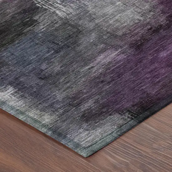 8' Eggplant And Purple Round Abstract Washable Indoor Outdoor Area Rug Photo 5