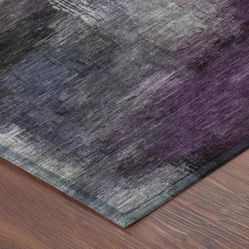 8' Eggplant And Purple Round Abstract Washable Indoor Outdoor Area Rug Photo 5