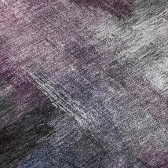 8' Eggplant And Purple Round Abstract Washable Indoor Outdoor Area Rug Photo 6