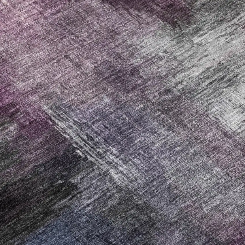 8' Eggplant And Purple Round Abstract Washable Indoor Outdoor Area Rug Photo 6