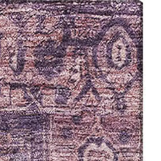8' Eggplant Gold And Gray Oriental Washable Area Rug With UV Protection Photo 3
