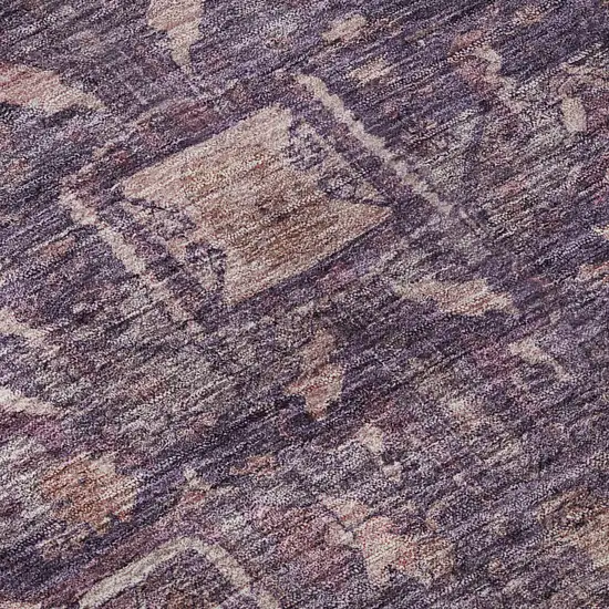 8' Eggplant Gold And Gray Oriental Washable Area Rug With UV Protection Photo 9