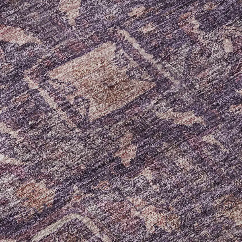 8' Eggplant Gold And Gray Oriental Washable Area Rug With UV Protection Photo 9