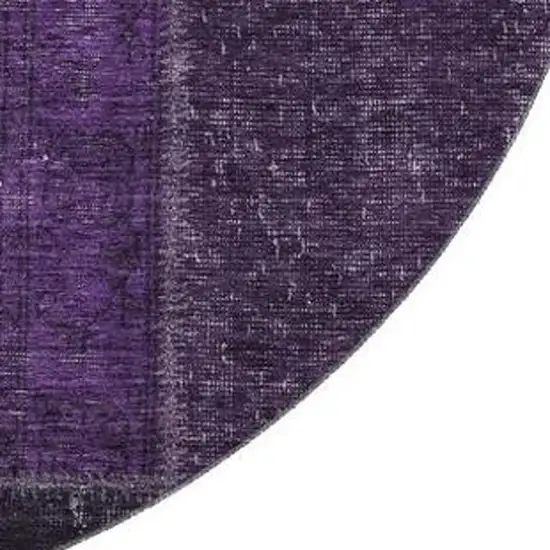 8' Eggplant Gray And Purple Patchwork Washable Round Rug With UV Protection Photo 3