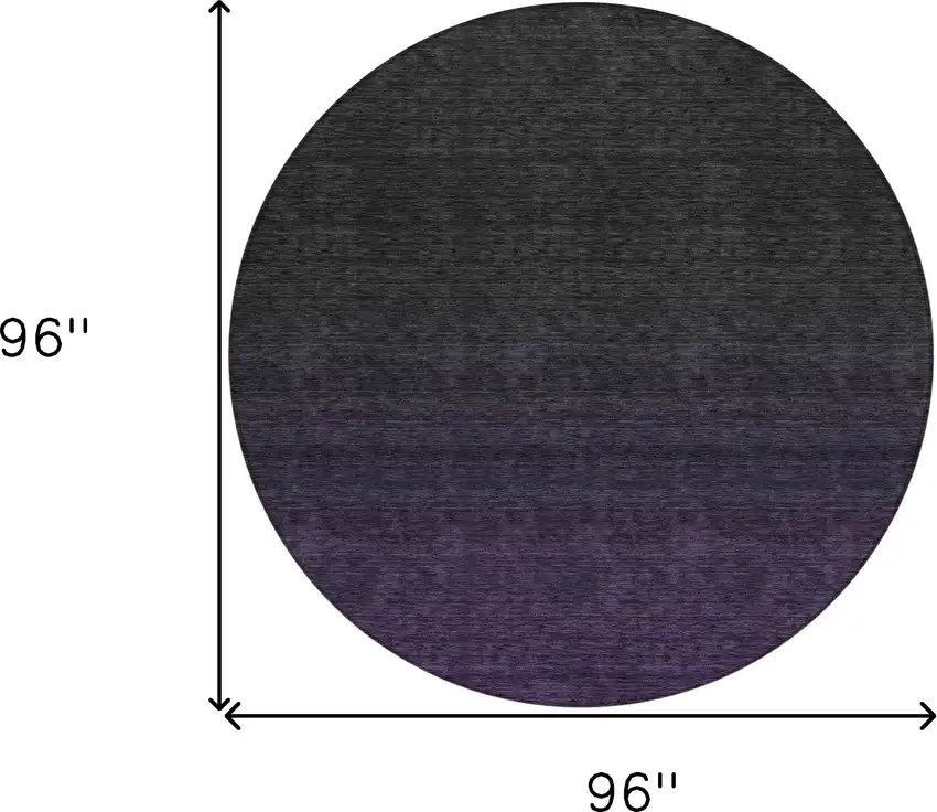 8' Eggplant Purple And Charcoal Round Abstract Washable Indoor Outdoor Area Rug Photo 3