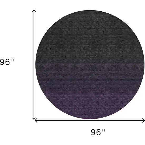 8' Eggplant Purple And Charcoal Round Abstract Washable Indoor Outdoor Area Rug Photo 3