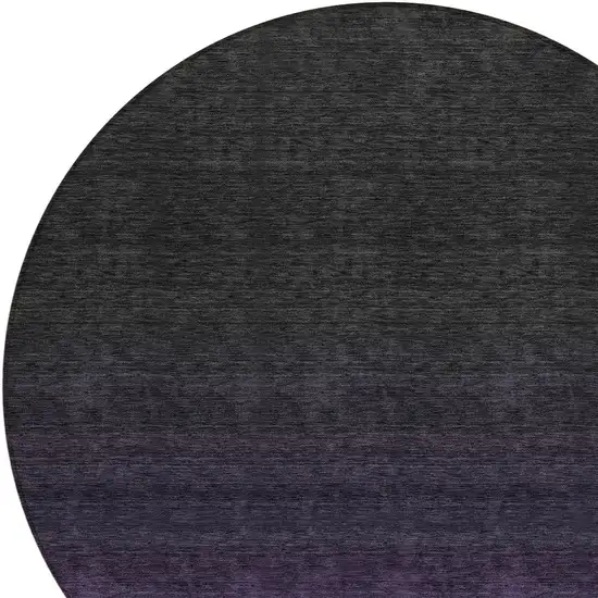8' Eggplant Purple And Charcoal Round Abstract Washable Indoor Outdoor Area Rug Photo 4