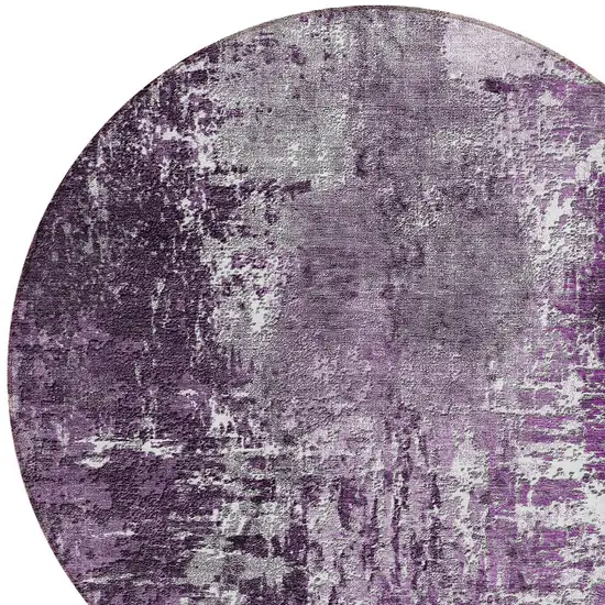 8' Eggplant Purple And Lavender Round Abstract Washable Indoor Outdoor Area Rug Photo 5