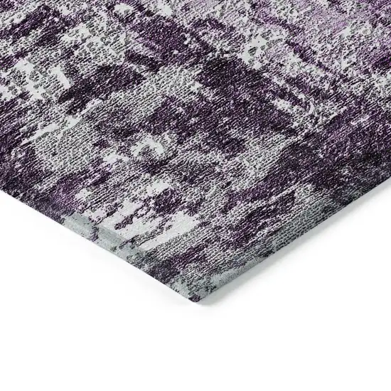 8' Eggplant Purple And Lavender Round Abstract Washable Indoor Outdoor Area Rug Photo 3