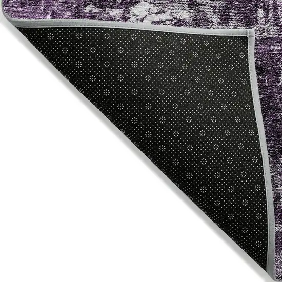 8' Eggplant Purple And Lavender Round Abstract Washable Indoor Outdoor Area Rug Photo 2