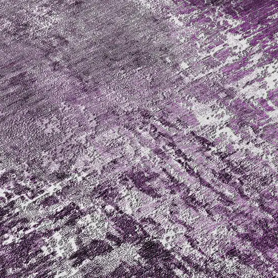 8' Eggplant Purple And Lavender Round Abstract Washable Indoor Outdoor Area Rug Photo 9