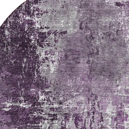8' Eggplant Purple And Lavender Round Abstract Washable Indoor Outdoor Area Rug Photo 4