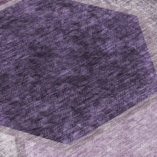 8' Eggplant Purple And Lavender Round Geometric Washable Indoor Outdoor Area Rug Photo 8
