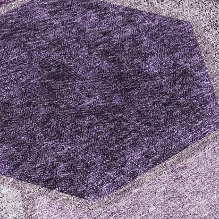 8' Eggplant Purple And Lavender Round Geometric Washable Indoor Outdoor Area Rug Photo 8