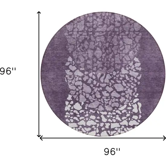 8' Eggplant Purple And Lilac Round Abstract Washable Indoor Outdoor Area Rug Photo 3