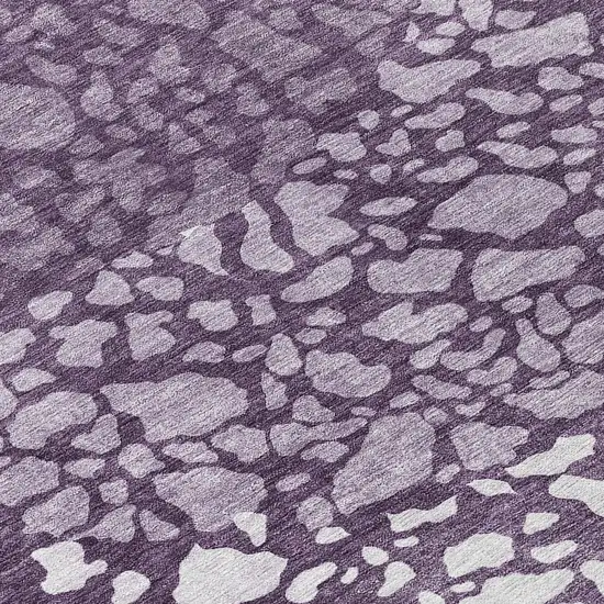 8' Eggplant Purple And Lilac Round Abstract Washable Indoor Outdoor Area Rug Photo 8