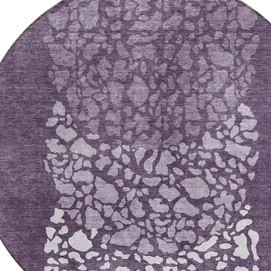 8' Eggplant Purple And Lilac Round Abstract Washable Indoor Outdoor Area Rug Photo 4