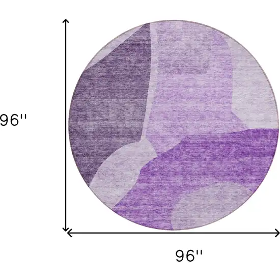 8' Eggplant Purple And Lilac Round Abstract Washable Indoor Outdoor Area Rug Photo 3