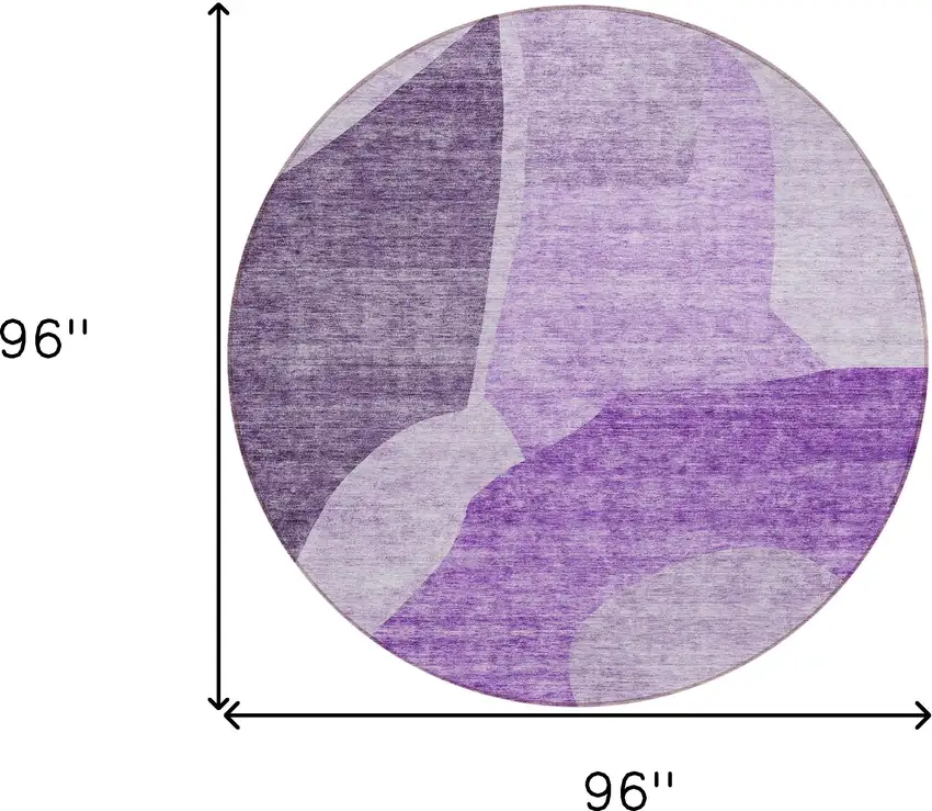 8' Eggplant Purple And Lilac Round Abstract Washable Indoor Outdoor Area Rug Photo 3