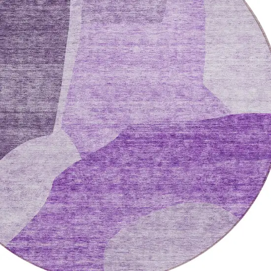 8' Eggplant Purple And Lilac Round Abstract Washable Indoor Outdoor Area Rug Photo 4