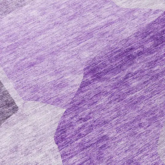 8' Eggplant Purple And Lilac Round Abstract Washable Indoor Outdoor Area Rug Photo 8